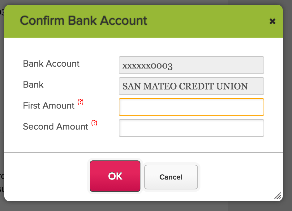 Confirm Bank Account (ACH)